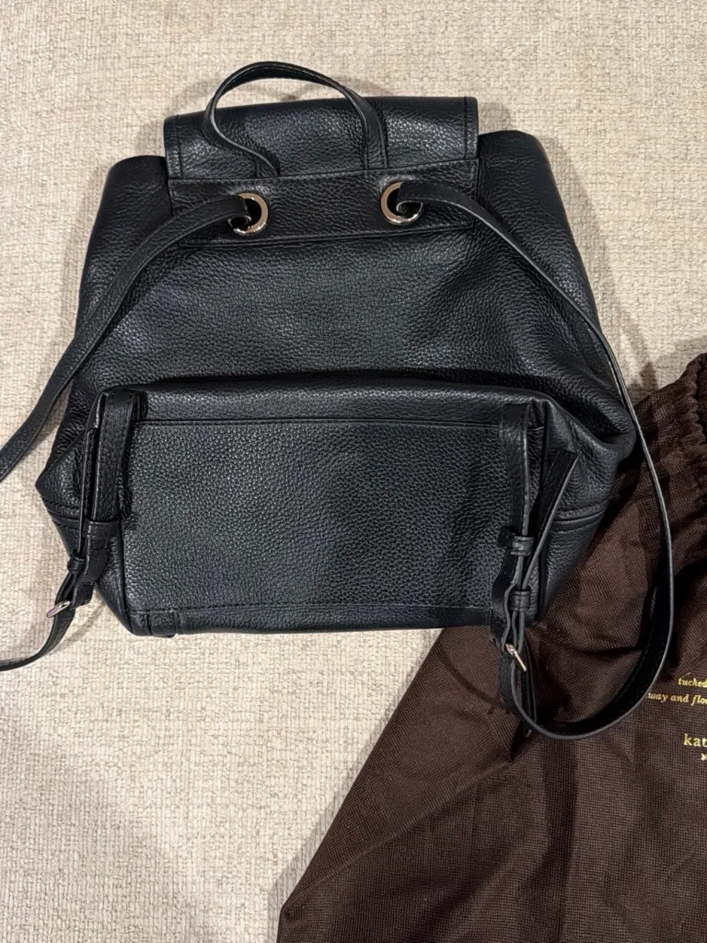 Kate Spade Black Leather Backpack